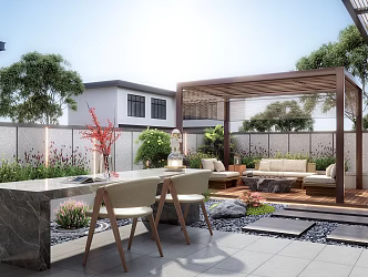 Modern courtyard landscape 3d model