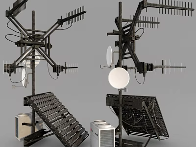 Satellite Dishes Solar Panels And Air Conditioning Units With Antenna Arrays 3d model