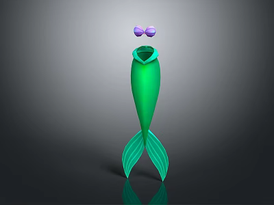 Green Mermaid Tail Decorative Ornament With Purple Bow Standing On Dark Background 3d model
