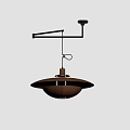 Modern Hanging Pendant Chandelier With Wooden Double Disc Shade And Metal Hook Illuminated Bulb