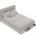 Modern Minimalist Double Bed With Pleated Headboard And Multiple Color Options