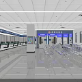 Spacious Bright Administrative Service Hall With Service Windows Seats Display Screens And Blue Signs