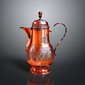 Vintage Copper Teapot With Intricate Decorative Patterns Traditional Design And Elegant Craftsmanship