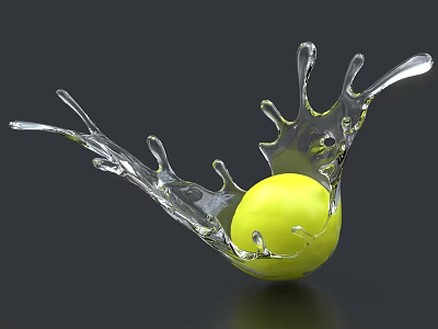 Elegant Decorative Ornament Set With Green Ball And Transparent Water Splash Design 3d model