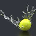 Elegant Decorative Ornament Set With Green Ball And Transparent Water Splash Design