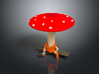 Red Umbrella Shaped Mushroom with White Spots Edible Food Visual Concept 3d model