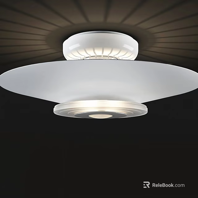 Sleek Modern Ceiling Light In White With Circular Design And Soft Glow 3d model