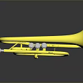 Shiny Golden Trumpet with Reflective Surface Displayed on Gray Background