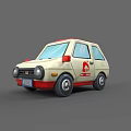 Cartoon Ambulance Car With Cream Red Exterior And Red Medical Logo