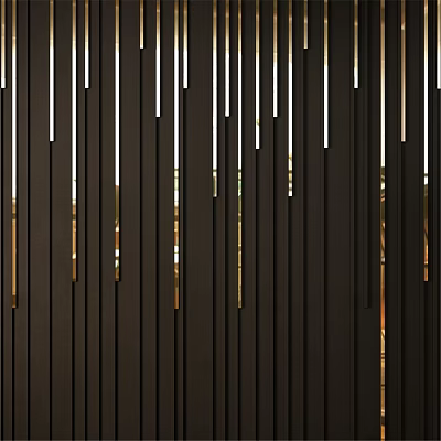Contemporary Wall Decor Featuring Vertical Slender Strips With Black White Gold And Light Shadow Effects 3d model