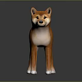 Shiba Inu Stuffed Toy With Orange Fur Curly Tail And White Paws In Standing Pose