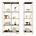 Modern Multi tiered Decorative Shelving Unit With Vases Sculptures Pillows And Decorative Items