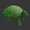 Armadillo With Scaly Shell In Walking Posture On Smooth Dark Surface 3d model