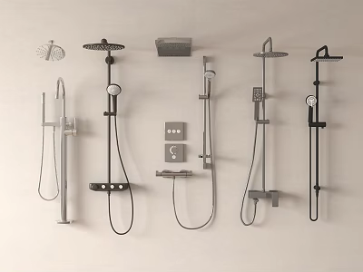 Various Modern Shower Head Designs With Handheld Sprayers And Wall Mounted Features 3d model