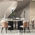 Elegant Modern Restaurant Interior With Round Dining Table Upholstered Chairs And Ambient Lighting
