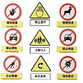Different Types of Traffic Signs with Prohibition Warning and Safety Messages