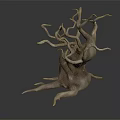Wooden Stone Decorative Sculpture With Natural Twisted Branches And Root Design 3d model