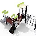 Outdoor Playground Equipment With Slides Climbing Net And Tree Shaped Decorations 3d model
