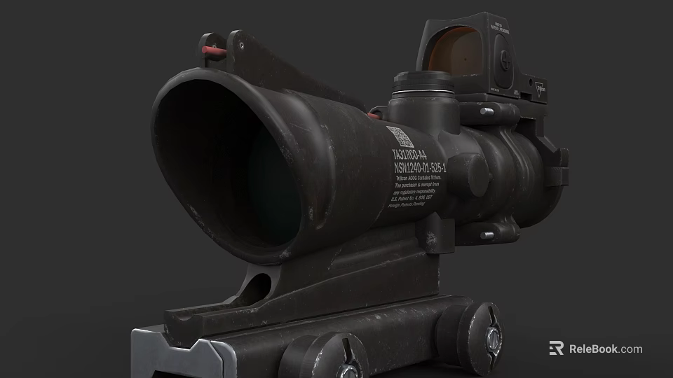 Tactical Weapon Sniper Scope with Black Finish Mounted Base and Optical Sight for Precision Shooting 3d model