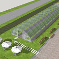 Park Layout Design With Green Lawn Pond Greenhouse And Walking Paths