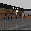 INOOS Shoe Store Interior With Wooden Shelves Display Racks And Checkout Counter