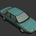 Vintage Green Four Door Sedan With Classic Front Headlights And Body Design