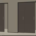 Modern Wooden Sliding Doors With Black Frame And Glass Panels For Home Interior
