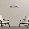 Poliform Modern Leisure Chairs With Wooden Frame Fabric Seats And Woven Details
