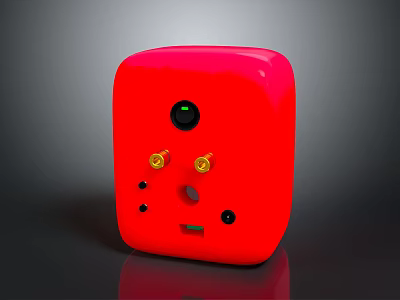 Red Square Shaped Electronic Appliance With Multiple Functional Ports And Control Buttons 3d model