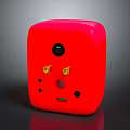 Red Square Shaped Electronic Appliance With Multiple Functional Ports And Control Buttons