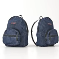Two Stylish Denim Backpacks with PLAY Logo and Functional Zipper Pockets