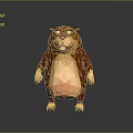 Low Poly Style Game Movie Character With Brown Beige Fur Big Eyes And Funny Expression