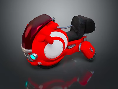 Red Motorcycle With Black Seat Red Windshield White Circular Pattern And Blue Lights Design 3d model
