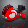 Red Motorcycle With Black Seat Red Windshield White Circular Pattern And Blue Lights Design 3d model