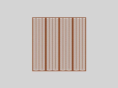 Wooden Laser Cut Screen With Chevron Pattern For Home Decoration 3d model