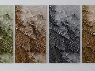 Modern Abstract Textured Art Panels In Various Earthy Color Tones 3d model