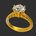 Elegant Gold Ring Featuring Large Solitaire Diamond And Decorative Band Details