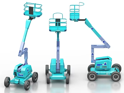 Industrial Aerial Work Platforms Blue Mobile Units With Different Models For High Reach 3d model