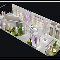 Modern Clothing Store Interior Design With Clothing Racks Display Areas And Plants