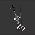 Artistic Violin Musical Instrument with Striped Design and Glossy Copper Black Finish