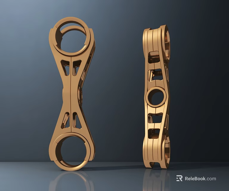 Golden Metal Hardware Tools With Hollowed Structural Design For Industrial Applications 3d model 