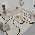 Modern Sofa Coffee Table Combination Lazy Sofa Green Planting Side Table Leisure Chair Picture Floor Lamp 3d model