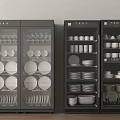 Black Commercial Equipment Dish Sterilization Cabinets With Neatly Arranged Dish Storage