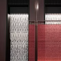 Modern Room Divider With Red Lattice And Transparent Glass Geometric Pattern Design 3d model