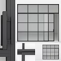 Modern Hinged Door With Black Frame And Glass Panel For Interior Design