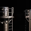Stainless Steel Vertical Industrial Equipment With Ladders Platforms And Bottom Valves Pipes