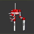 Red Mechanical Spider Robot Character With White Legs And Red Joints 3d model