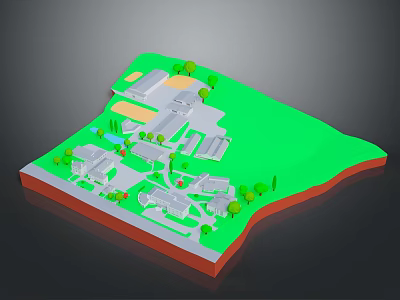 Residential Home Furniture In Green Community With Modern Layout And Trees 3d model