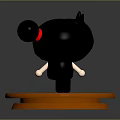 Two Angry And Side Facing Cartoon Characters With Black Hair Red Accessories On Orange Base