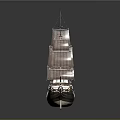 Detailed Sailboat Model With Multiple Masts Detailed Sails And Decorated Hull On Dark Background